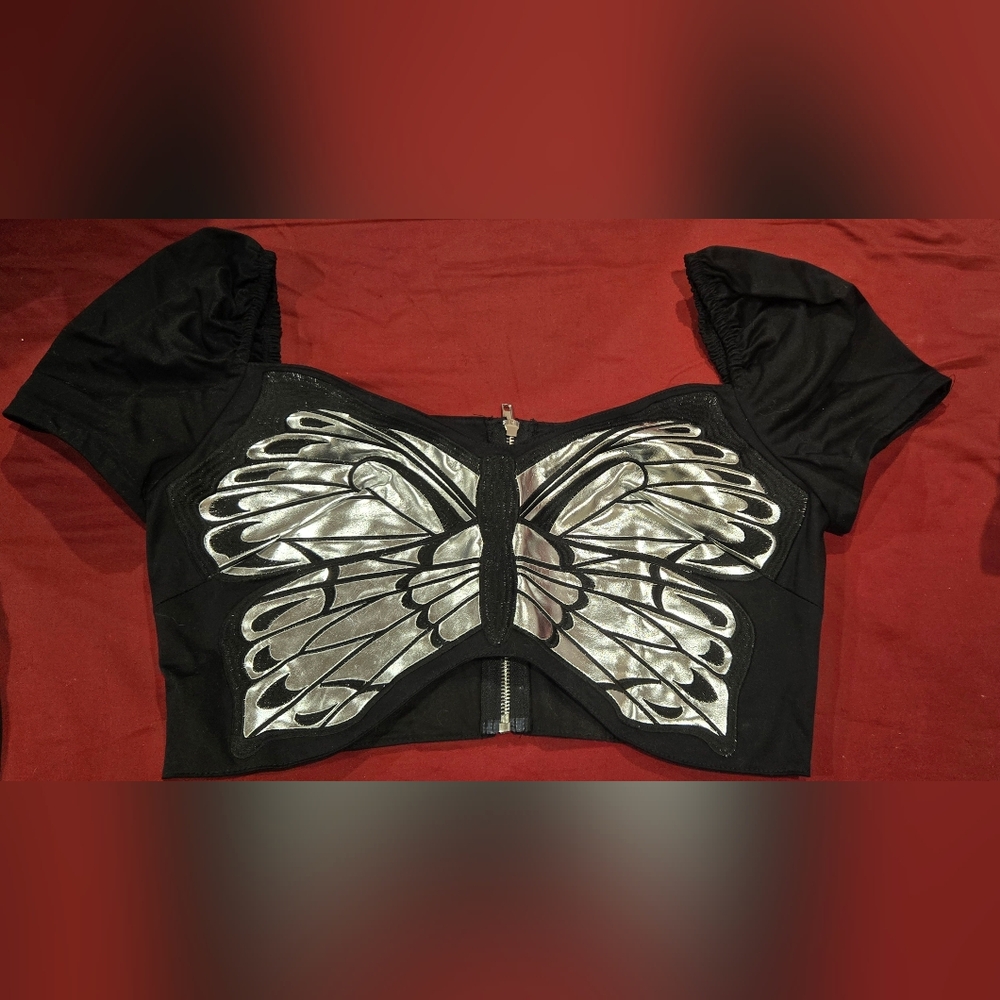 Butterfly crop Top Cotton Satin XL Halloween Festival